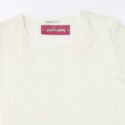 Preloved Bonmarché Womens Ivory  Polyester Basic Blouse Size M Round Neck - Detail