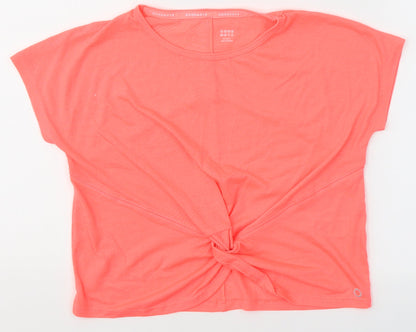 Preloved Marks and Spencer Girls Pink  Polyester Basic T-Shirt Size 9-10 Years Round Neck - Front