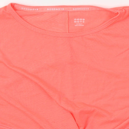 Preloved Marks and Spencer Girls Pink  Polyester Basic T-Shirt Size 9-10 Years Round Neck - Detail