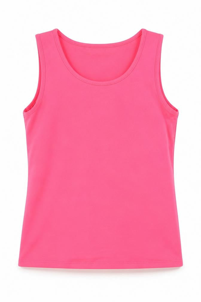 Dunnes Stores Girls Pink  Polyester Basic Tank Size 10-11 Years Round Neck