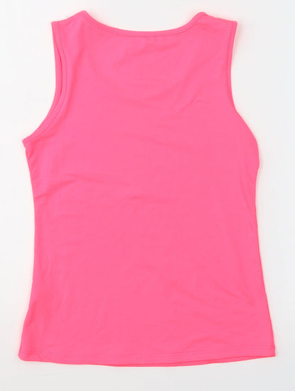 Dunnes Girls Pink  Polyester Basic Tank Size 10-11 Years Round Neck