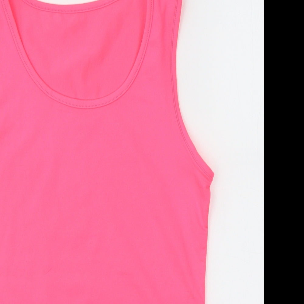 Dunnes Stores Girls Pink  Polyester Basic Tank Size 10-11 Years Round Neck