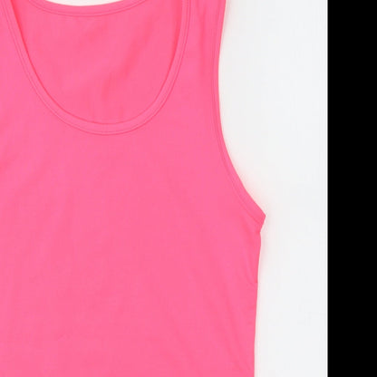 Dunnes Girls Pink  Polyester Basic Tank Size 10-11 Years Round Neck