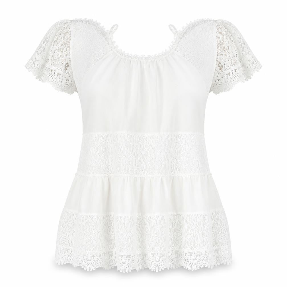 QED London Womens White  Cotton Basic Blouse Size S Round Neck - Open Shoulder