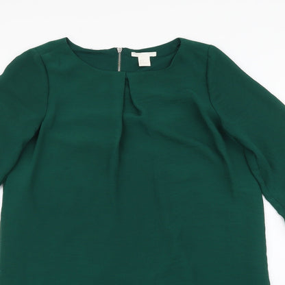 Preloved H&M Womens Green  Polyester Shift  Size 8  Round Neck Zip - Detail