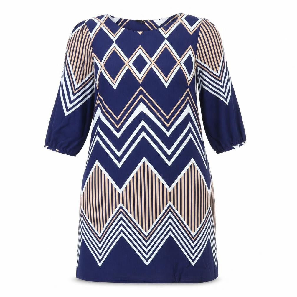 Izabel London Womens Blue Striped Polyester Shift  Size 12  Round Neck Pullover