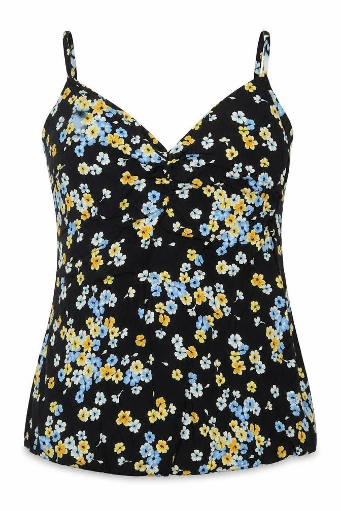 New Look Womens Multicoloured Floral Viscose Basic Tank Size 8 Square Neck