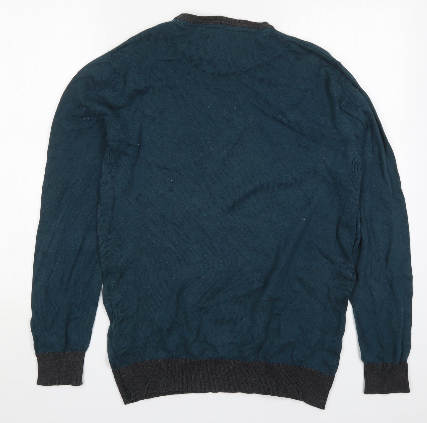 Twisted Soul Mens Blue Round Neck  Cotton Pullover Jumper Size M