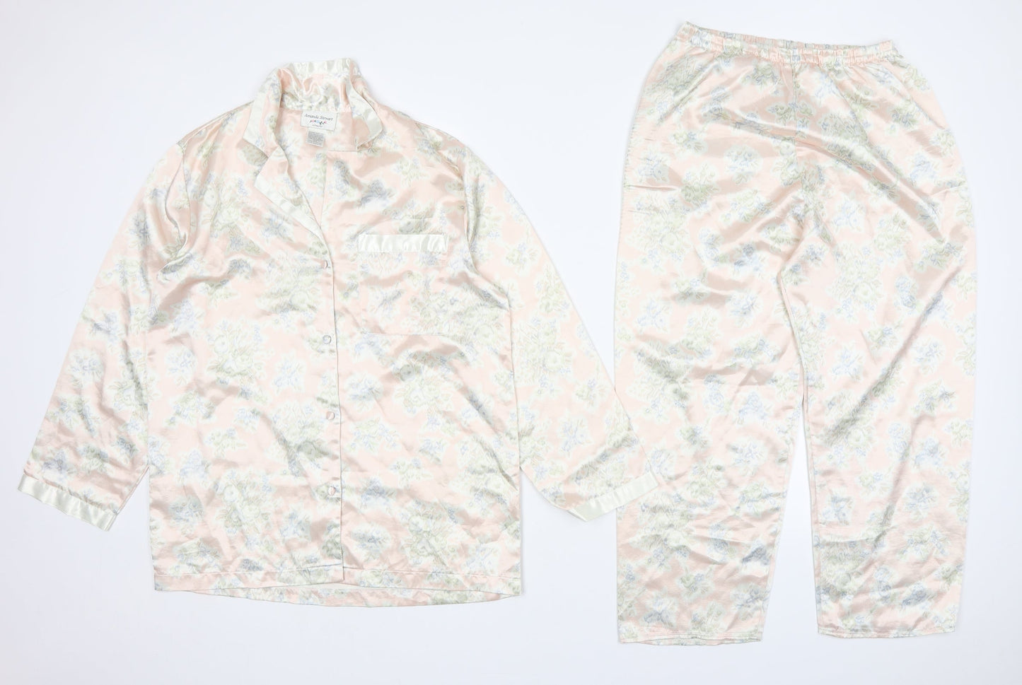 Amanda Steward Womens Pink Floral Polyester Top Pyjama Set Size XS  Button