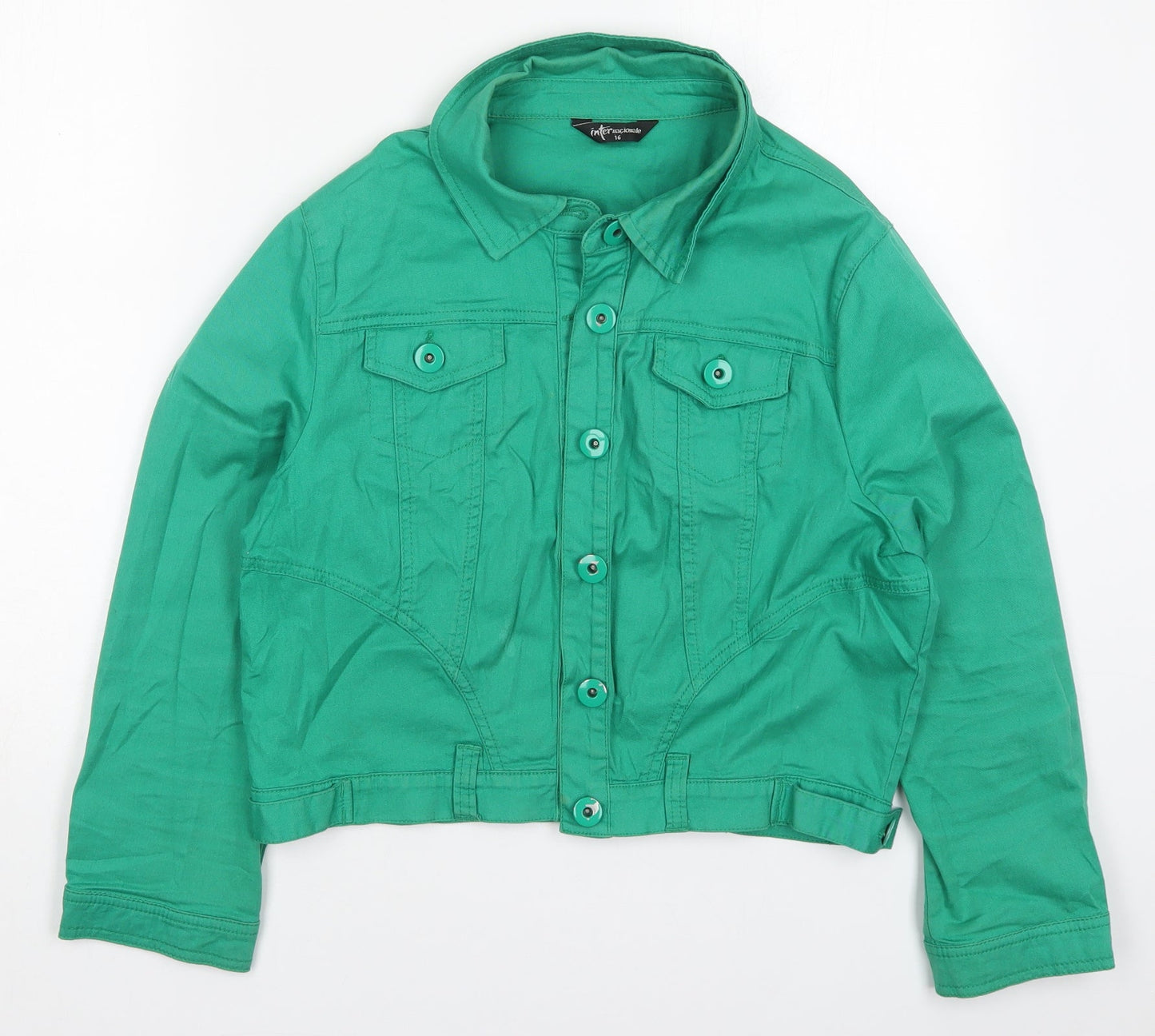 Internacionale Womens Green   Jacket  Size 16  Button