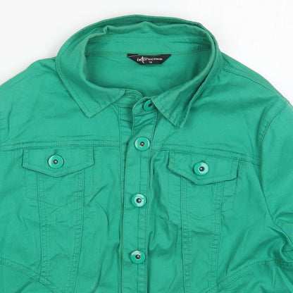 Preloved Internacionale Womens Green   Jacket  Size 16  Button - Detail