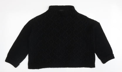 Next Womens Black High Neck Argyle/Diamond Acrylic Pullover Jumper Size L