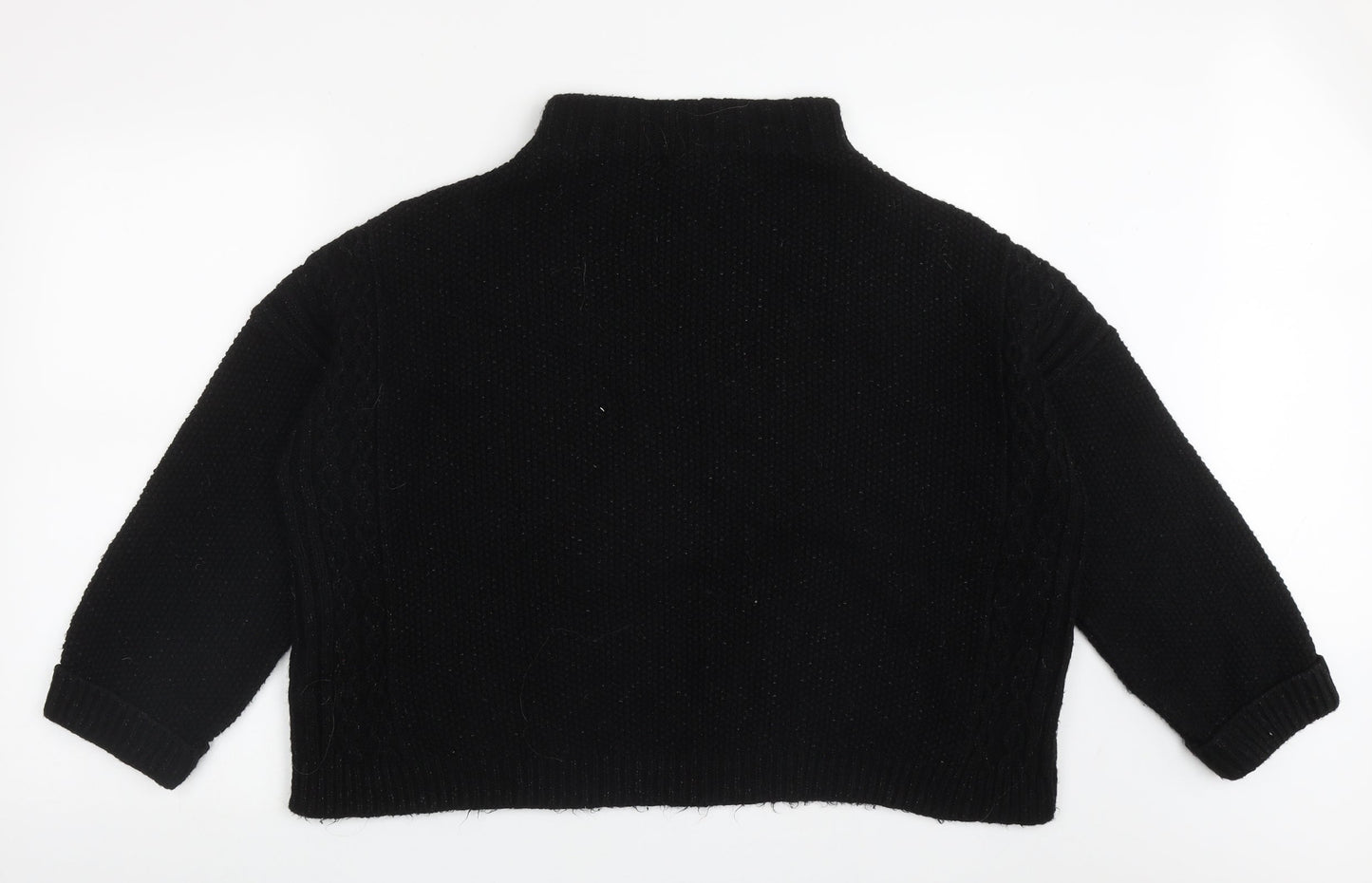 NEXT Womens Black High Neck Argyle/Diamond Acrylic Pullover Jumper Size L