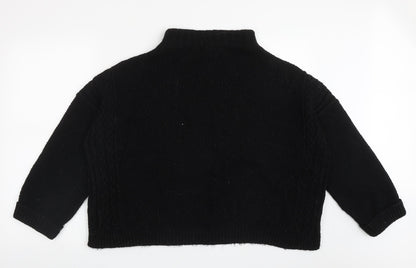 Next Womens Black High Neck Argyle/Diamond Acrylic Pullover Jumper Size L
