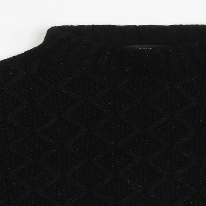 Next Womens Black High Neck Argyle/Diamond Acrylic Pullover Jumper Size L
