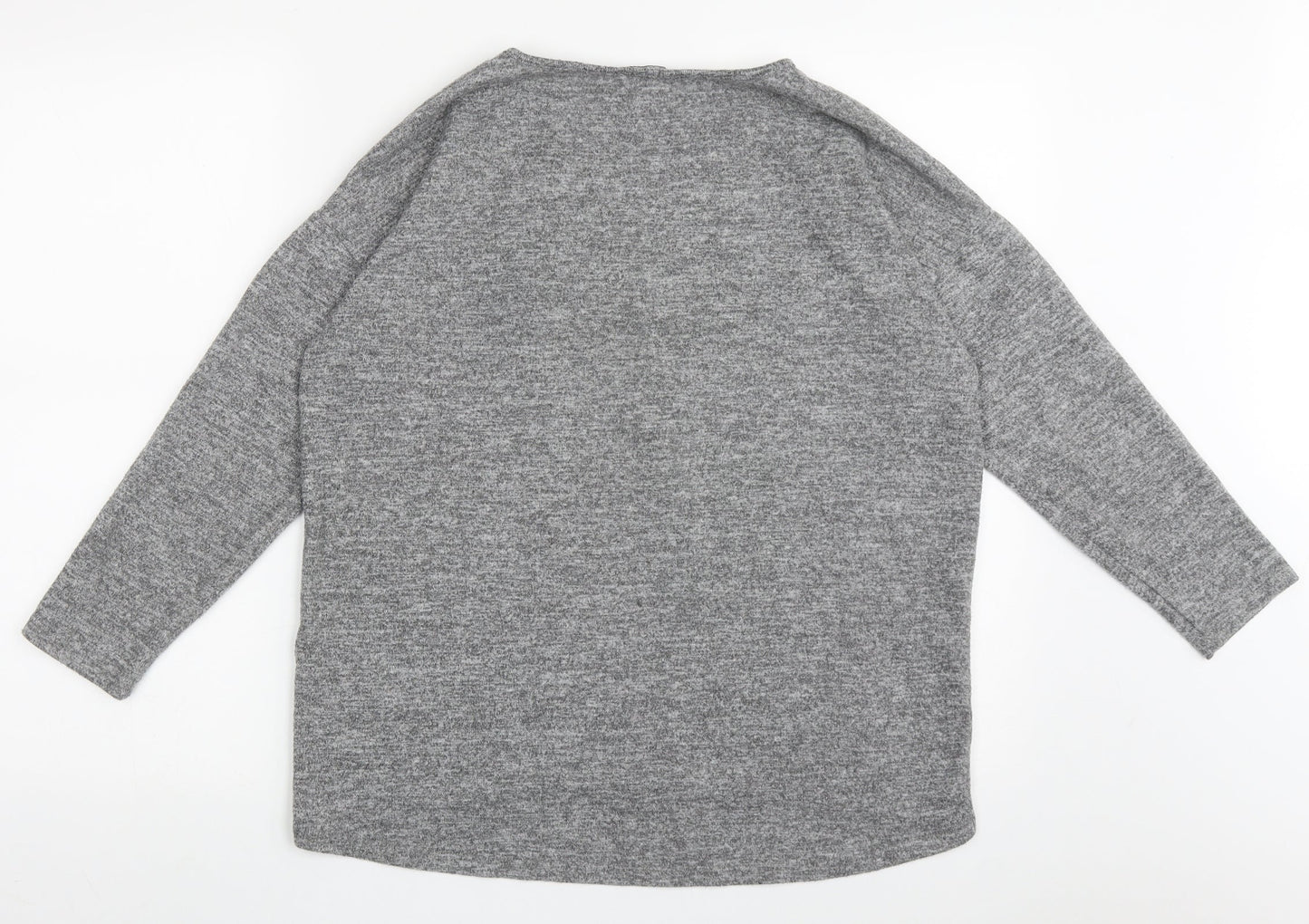 New Look Womens Grey Crew Neck  Polyester Pullover Jumper Size M