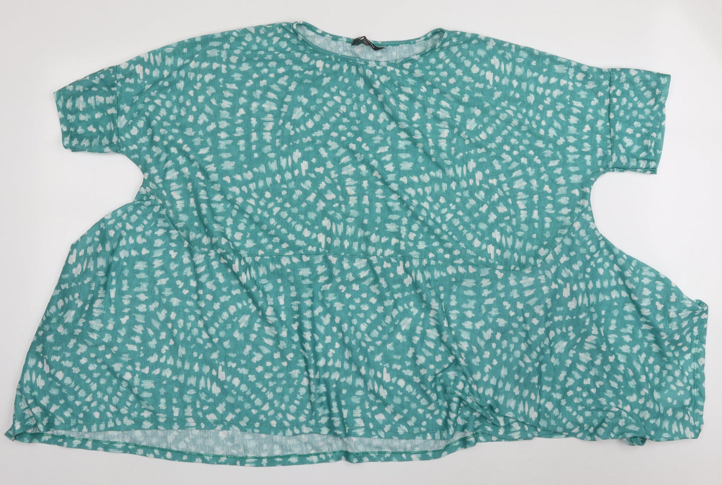 bonmarch Womens Green Animal Print Polyester Basic Blouse Size XL Crew Neck