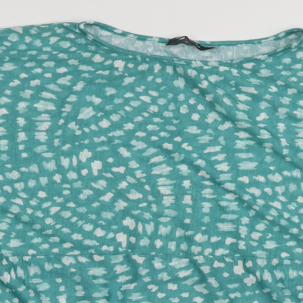 bonmarch Womens Green Animal Print Polyester Basic Blouse Size XL Crew Neck