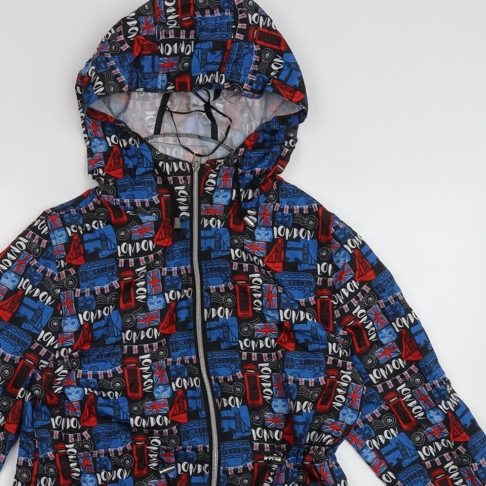 Atmosphere Womens Blue Geometric  Jacket  Size 8  Zip