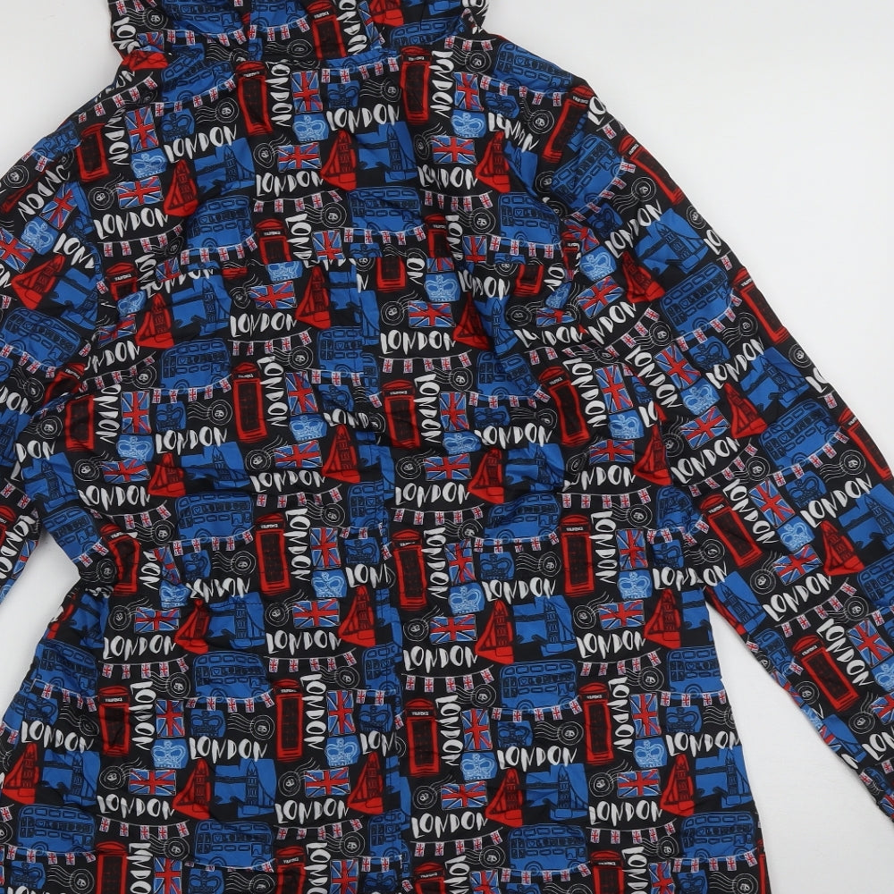 Atmosphere Womens Blue Geometric  Jacket  Size 8  Zip