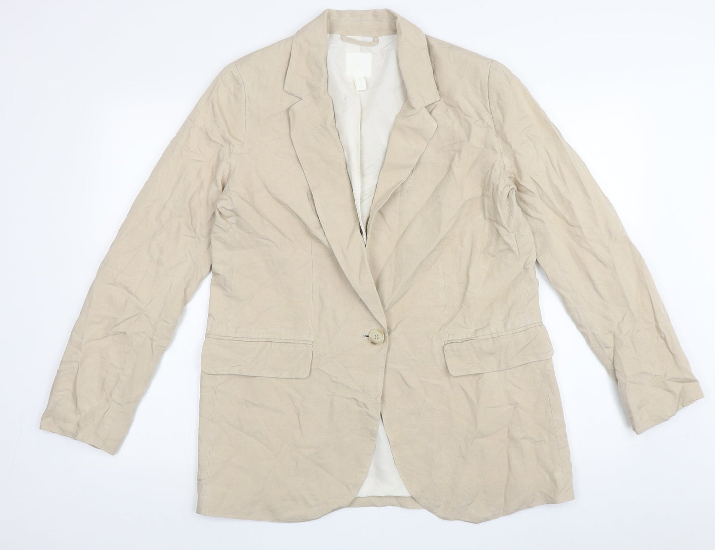 H&M Womens Beige   Jacket Blazer Size 12  Button