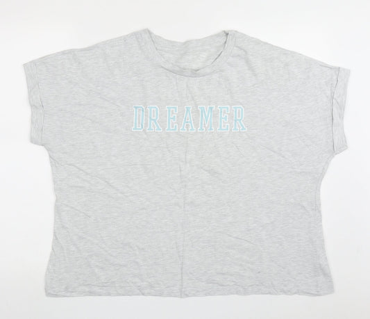 Dunnes Stores Womens Grey  Cotton  Pyjama Top Size XL   - Dreamer