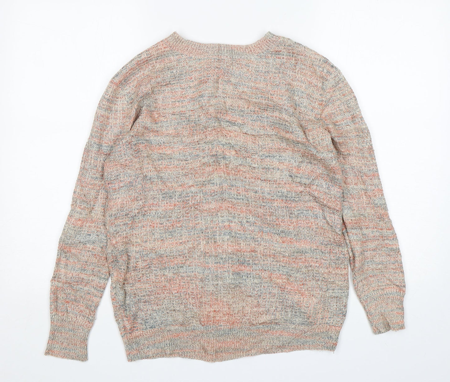 Frenchi Womens Multicoloured Round Neck Striped Cotton Pullover Jumper Size S