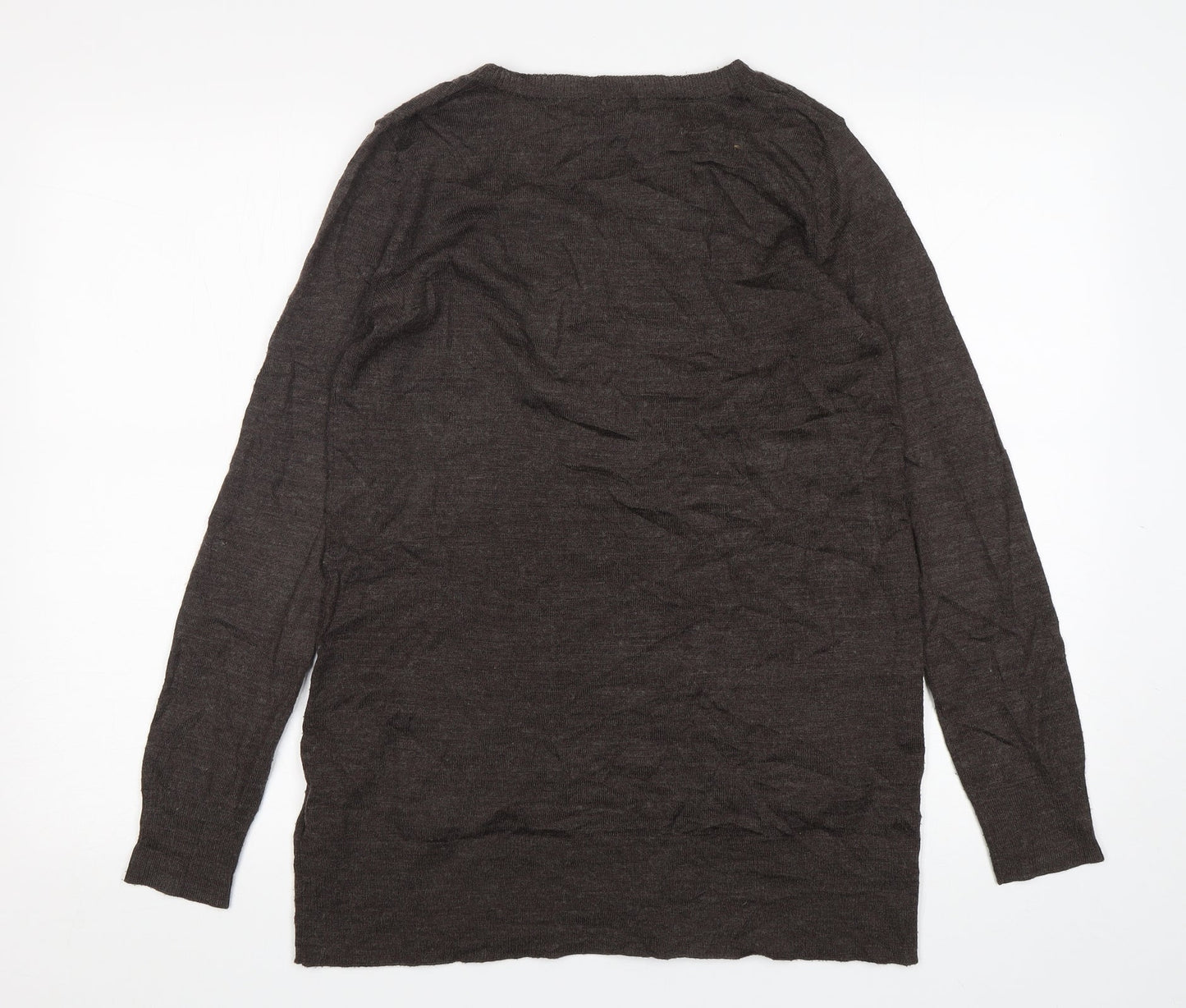 H&M Womens Brown V-Neck  Acrylic Pullover Jumper Size S