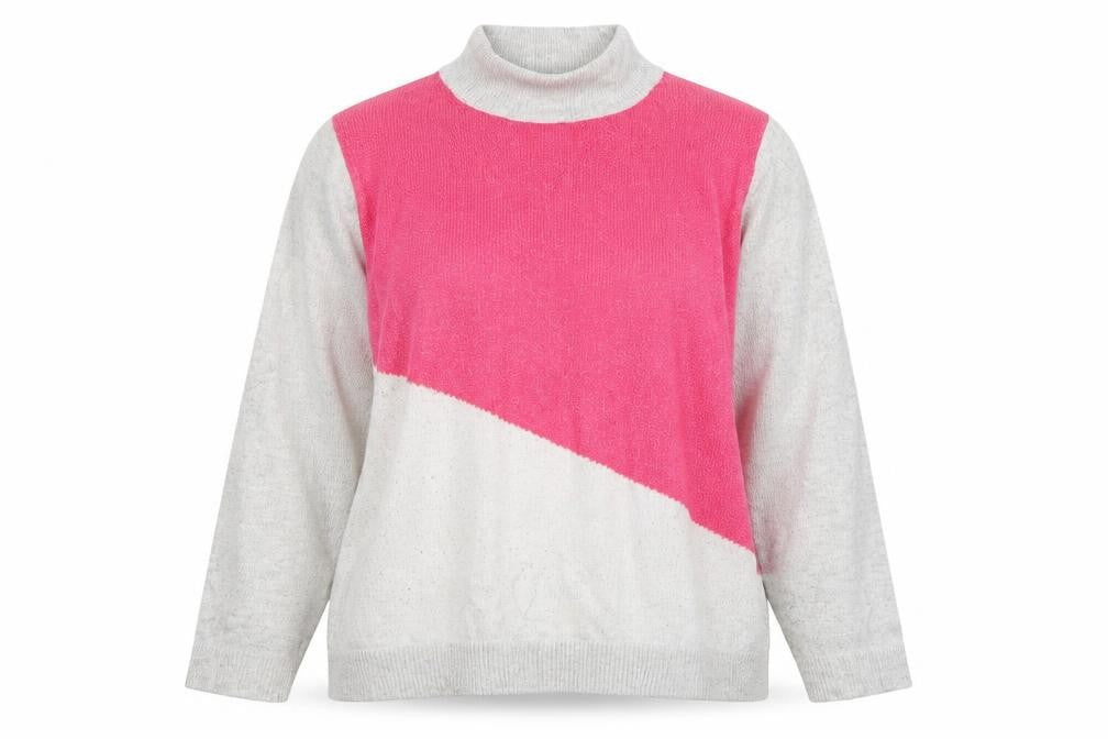 Bonmarché Womens Multicoloured Mock Neck Polyester Pullover Jumper Size 16