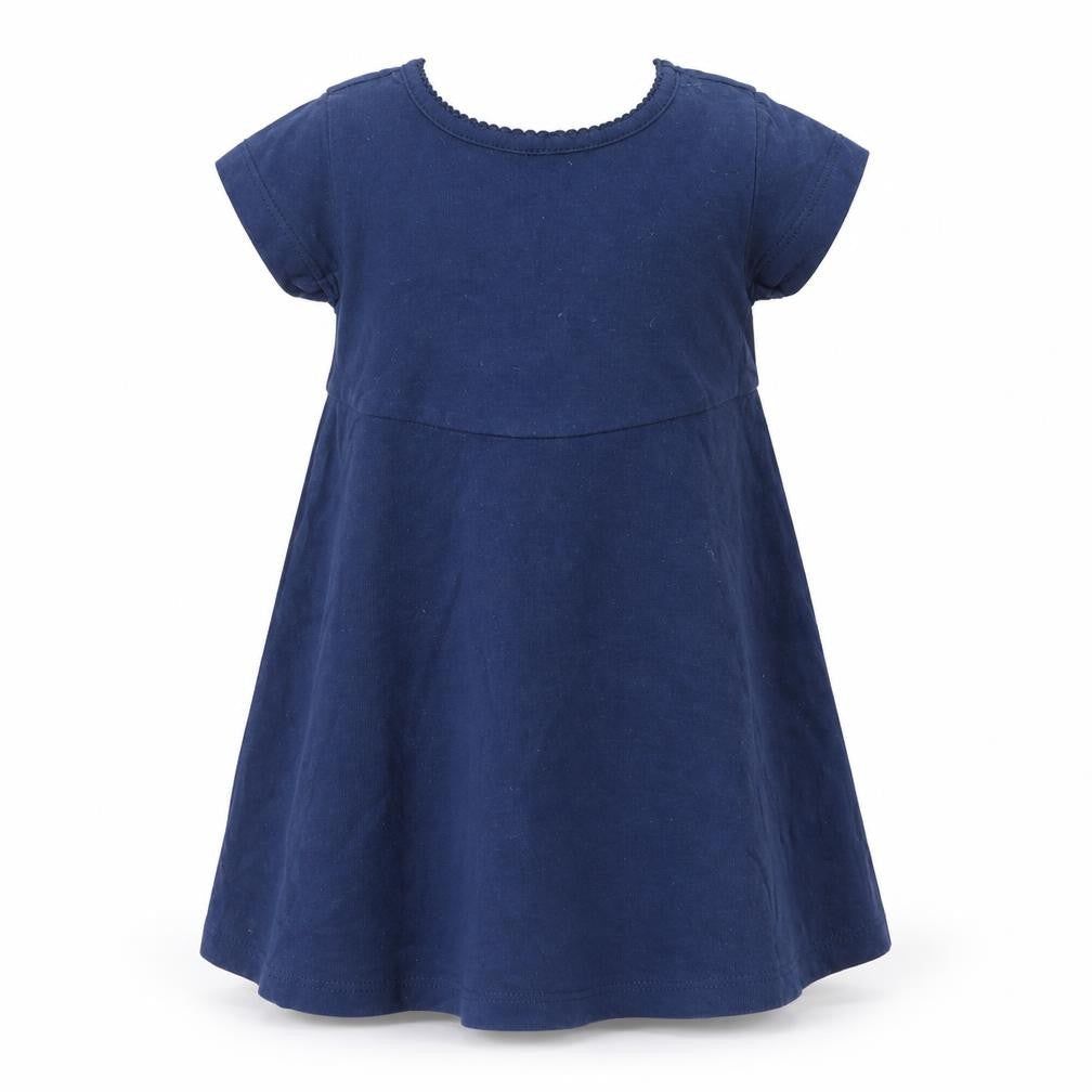 Pumpkin Patch Girls Blue  Cotton Skater Dress  Size 3-6 Months  Crew Neck
