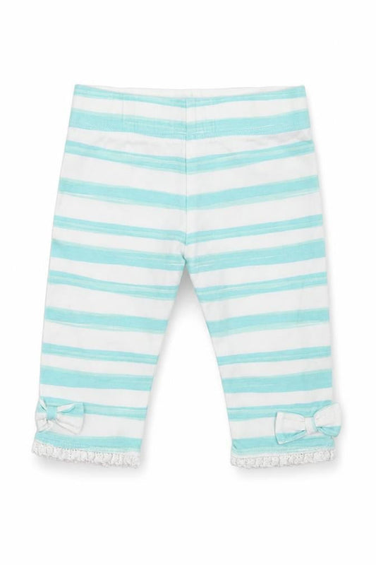 Disney Baby Girls Blue Striped Cotton Capri Leggings Size 0-3 Months