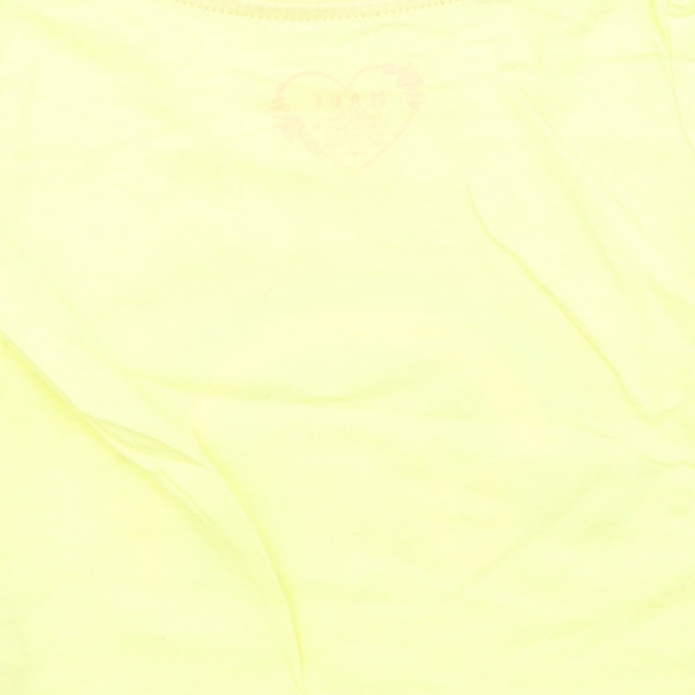 Primark Girls Yellow  Cotton Basic T-Shirt Size 9-12 Months Crew Neck  - Rainbow