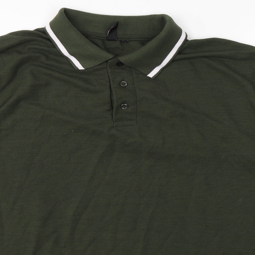 River Road Mens Green  Polyester  T-Shirt Size Big 2X Collared
