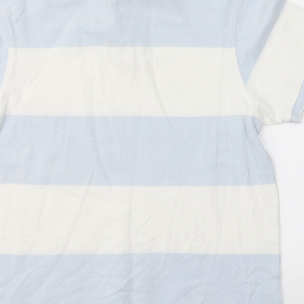 Primark Mens White Striped Cotton  Polo Size L Collared