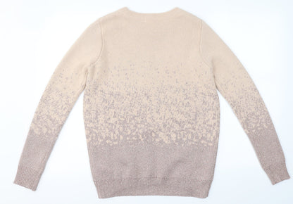 Preloved H&M Womens Beige Round Neck Geometric Acrylic Pullover Jumper Size S - Back