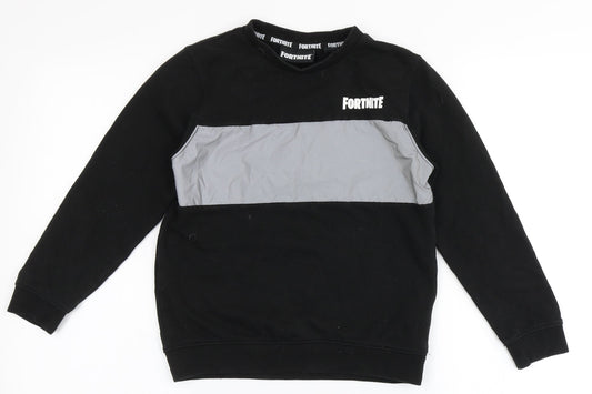 Primark Boys Black  Cotton Pullover Sweatshirt Size S   - Fortnite