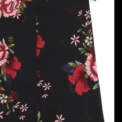 Preloved SheIn Womens Black Floral Polyester A-Line  Size M  Round Neck - Label
