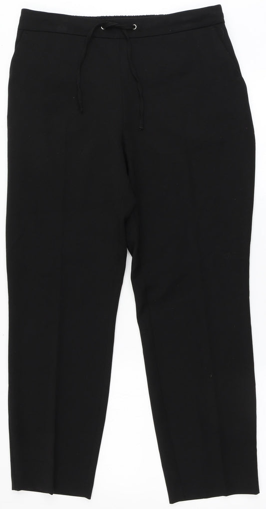 Dunnes Stores Womens Black  Polyester Dress Pants Trousers Size 12 L27 in Regular Tie