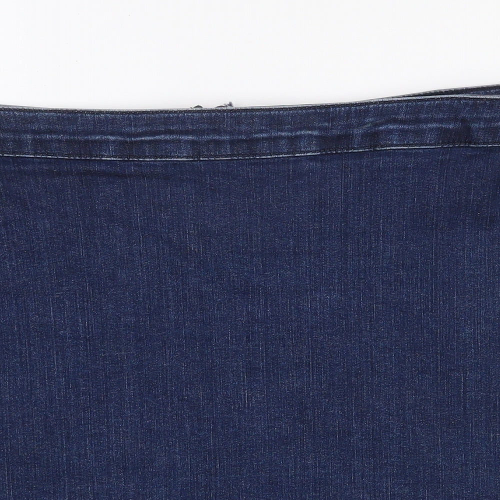 Savida  Womens Blue  Cotton A-Line Skirt Size 51 in   Zip - Scalloped Hem