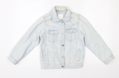 Preloved NEXT Girls Blue   Jacket  Size 16 Years  Button - Destressed - Front