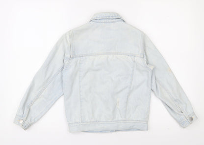 Preloved NEXT Girls Blue   Jacket  Size 16 Years  Button - Destressed - Back