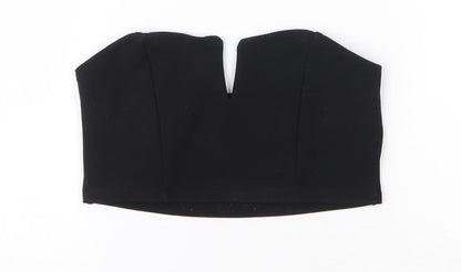 Boohoo Womens Black  Polyester Cropped Blouse Size 6 V-Neck