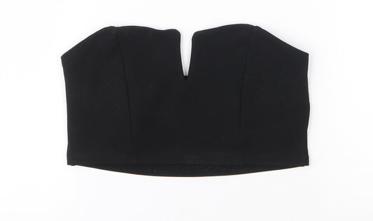 Boohoo Womens Black  Polyester Cropped Blouse Size 6 V-Neck