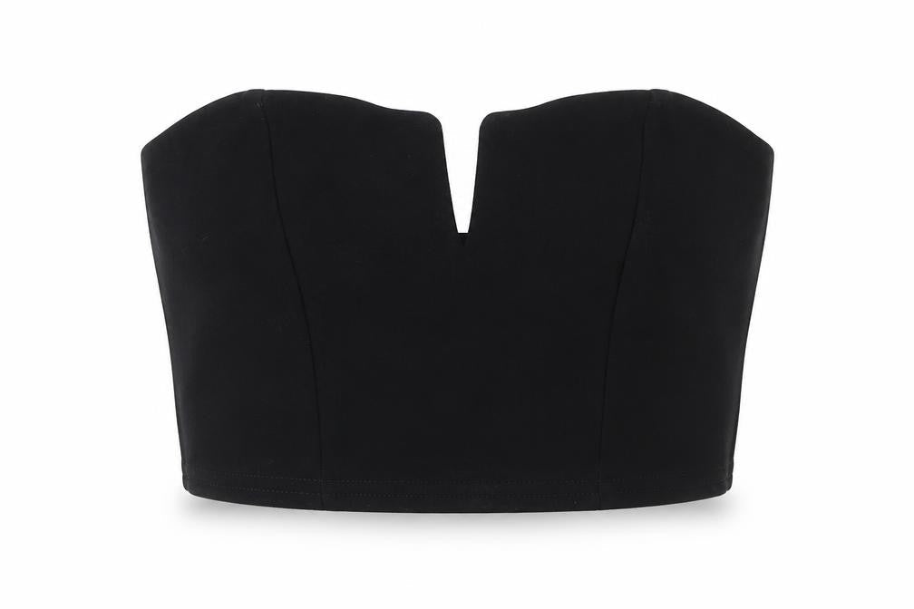 Boohoo Womens Black  Polyester Cropped Blouse Size 6 V-Neck