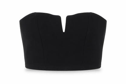 Boohoo Womens Black  Polyester Cropped Blouse Size 6 V-Neck