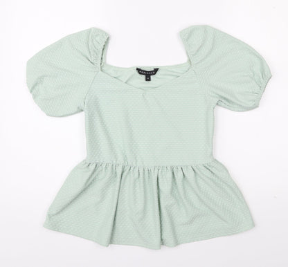 Peacocks Womens Green Geometric Polyester Basic Blouse Size 10 Sweetheart