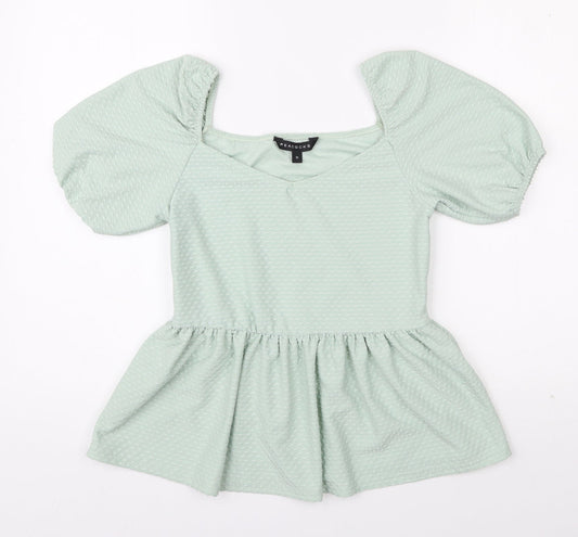 Peacocks Womens Green Geometric Polyester Basic Blouse Size 10 Sweetheart