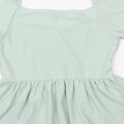 Peacocks Womens Green Geometric Polyester Basic Blouse Size 10 Sweetheart