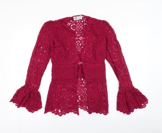 Lola Womens Red Floral Polyester Basic Blouse Size XS V-Neck - tie closure missing
