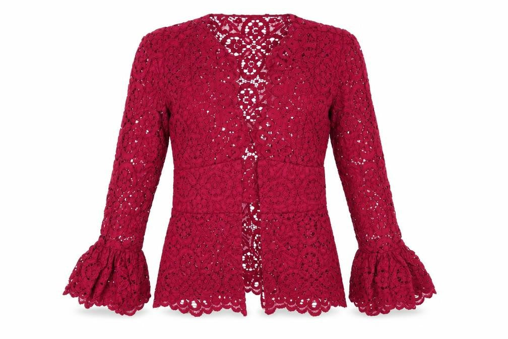 Lola Womens Red Floral Polyester Basic Blouse Size XS V-Neck - tie closure missing